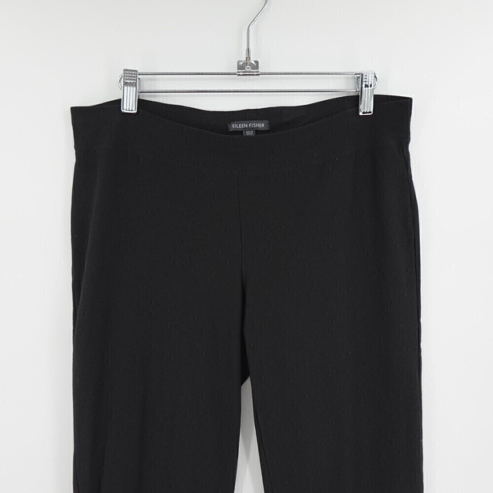 Eileen Fisher Washable Stretch Crepe Pants Womens Small Black Ankle Lagenlook - Picture 2 of 14
